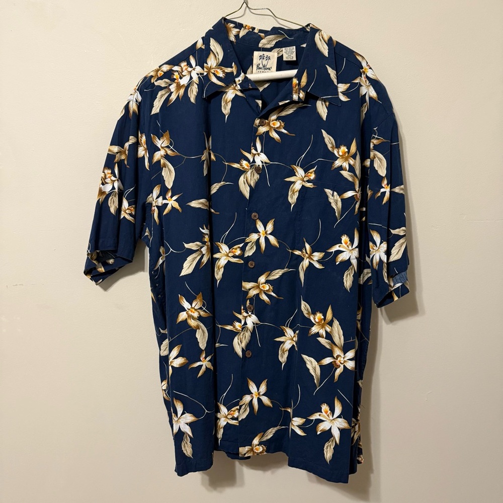 Pau Hana Men's Blue Hawaiian Shirt 2XL Button Up Short Sleeve